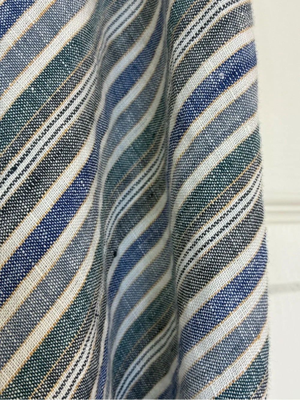 Banana Republic Linen Skirt Womens 10 Side Zip Blue White Tan Diagonal Stripes - Picture 5 of 7